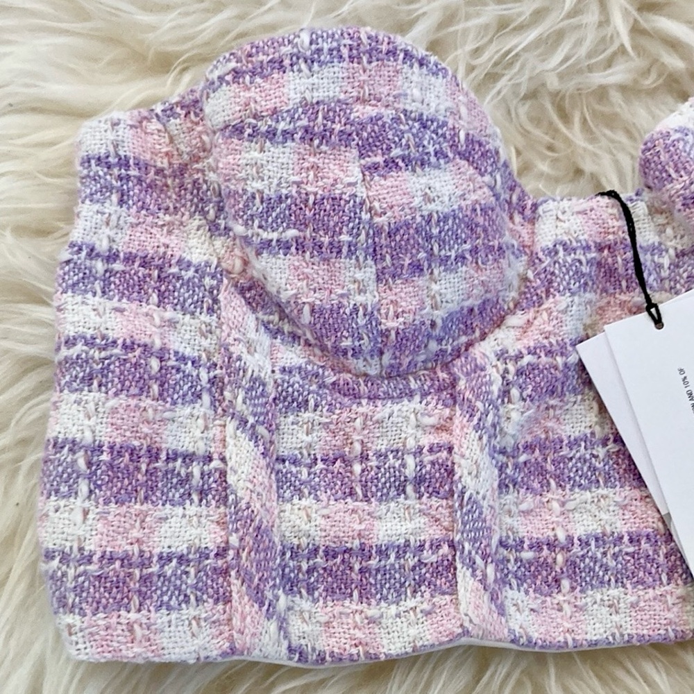 Zara Tweed Corset Bra-Style Crop Top w/Chiffon Lining - Picture 4 of 13